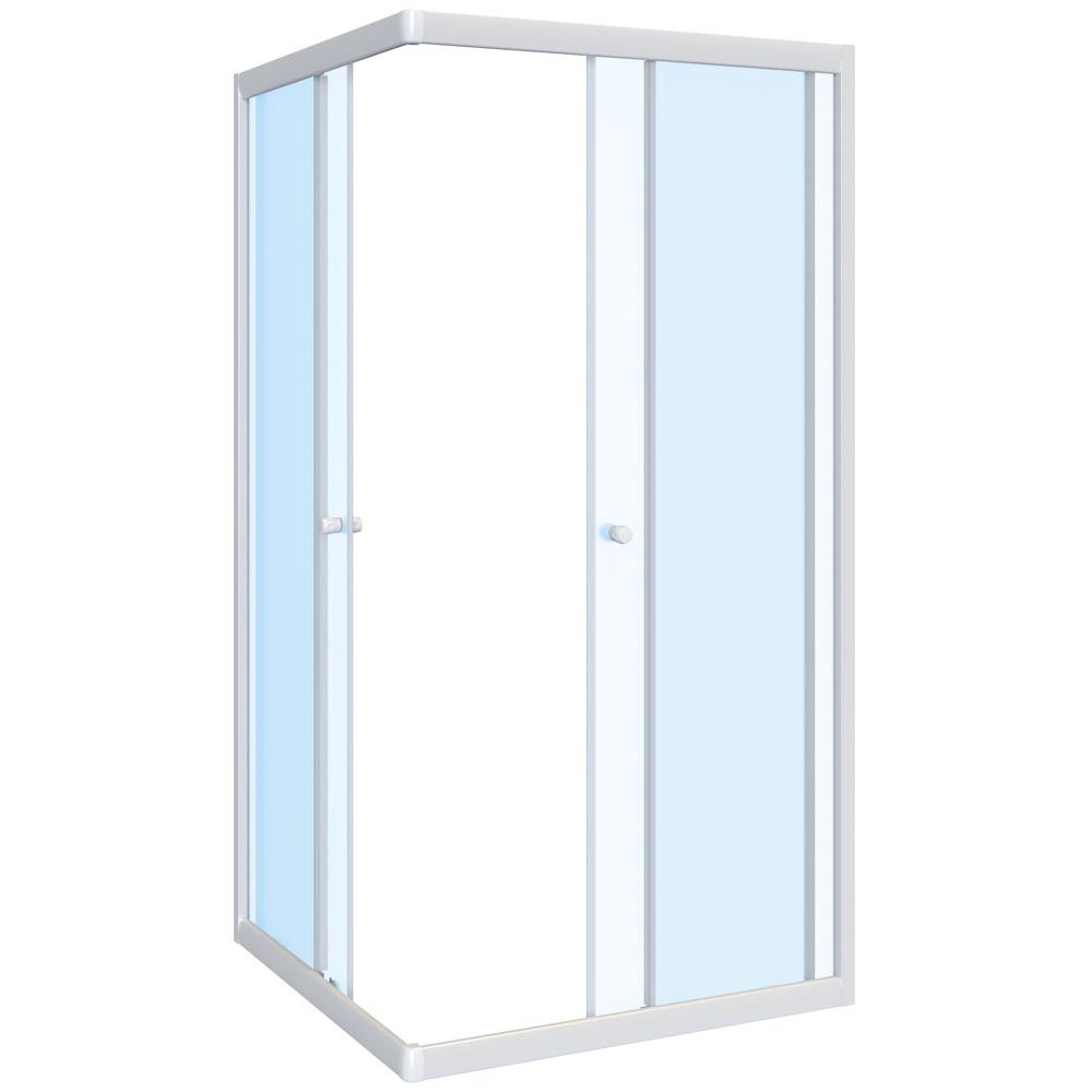 Cabina dus standard Briska, patrata, aluminiu, 80 x 80 x 175 cm, sticla securizata 4mm, profil alb