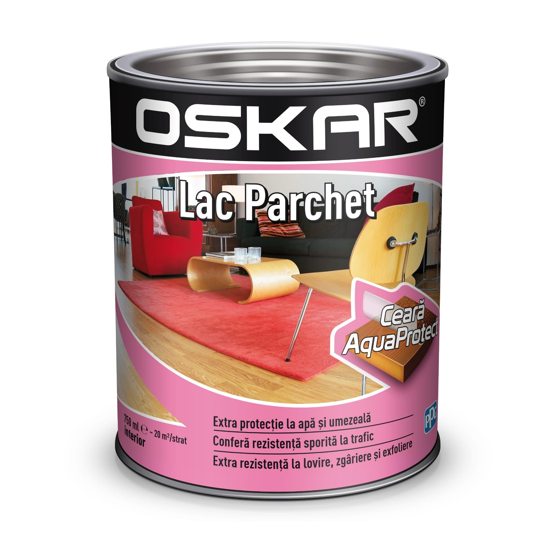 Lac pentru parchet, incolor, 0.75 l  Oskar AquaProtect