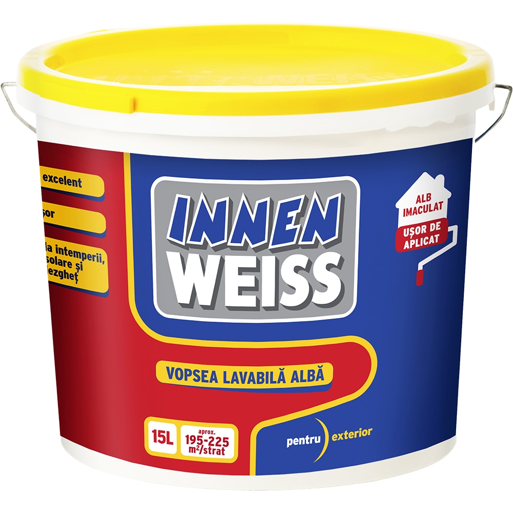Vopsea lavabila Innenweiss, alb, 15 L, Exterior