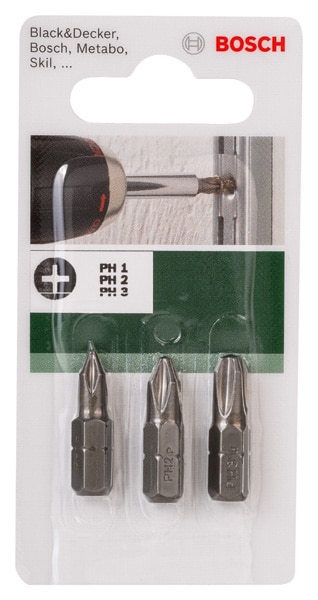 Set mixt biti, PH1, PH2, PH3, 3 buc, 25 mm  Bosch