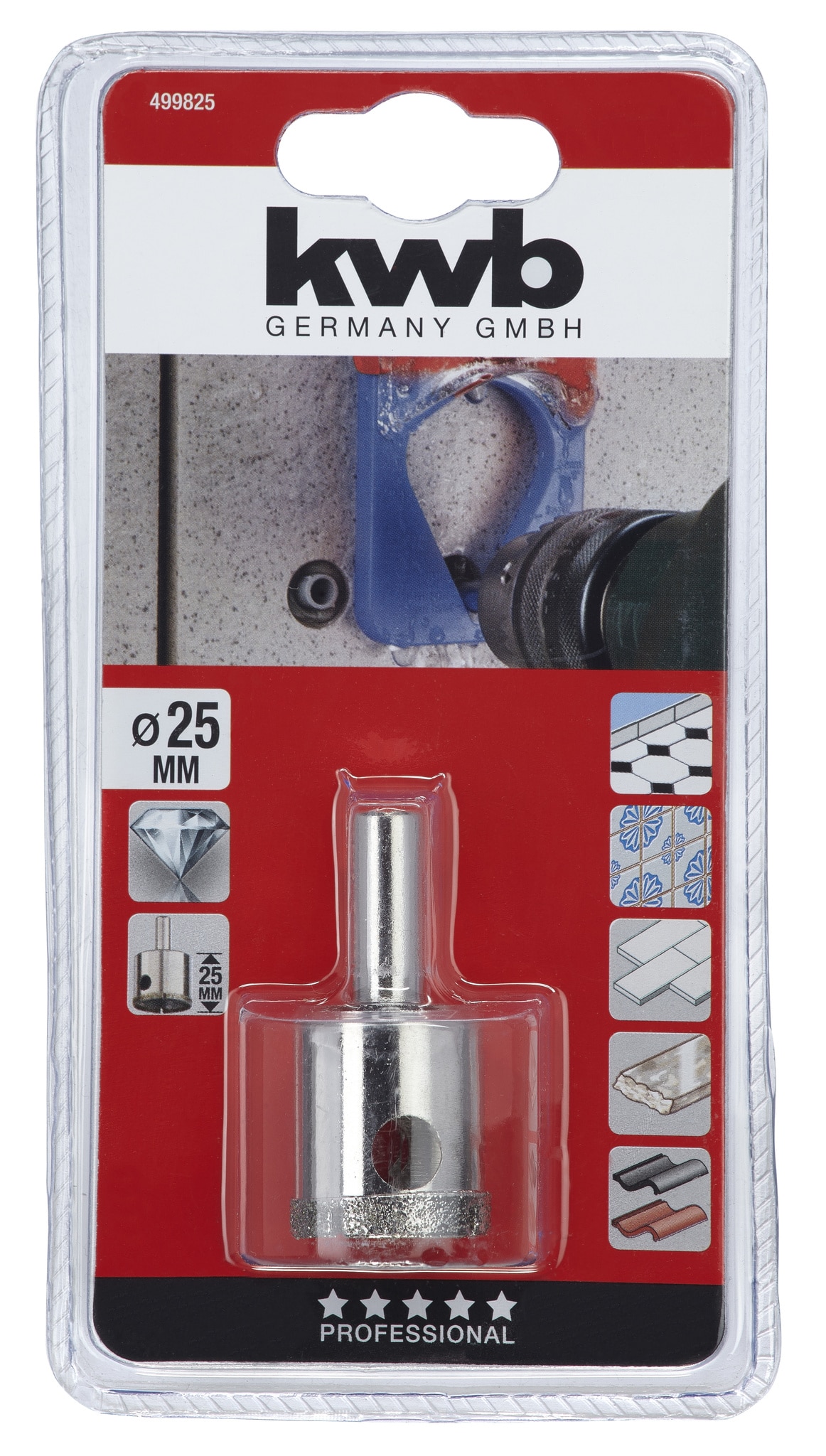 Carota diamantata KWB, 25 x 25 mm