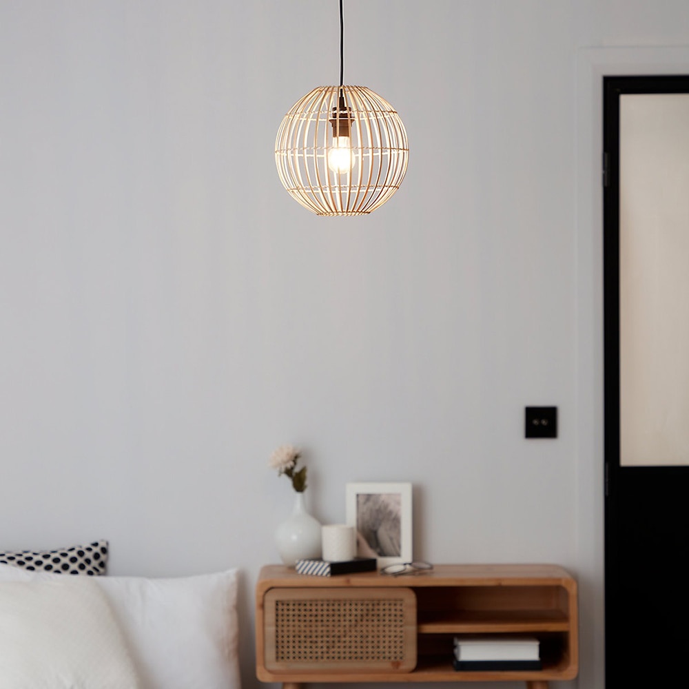 Pendul GOODHOME Dacite, fibra natur, 42cm, negru