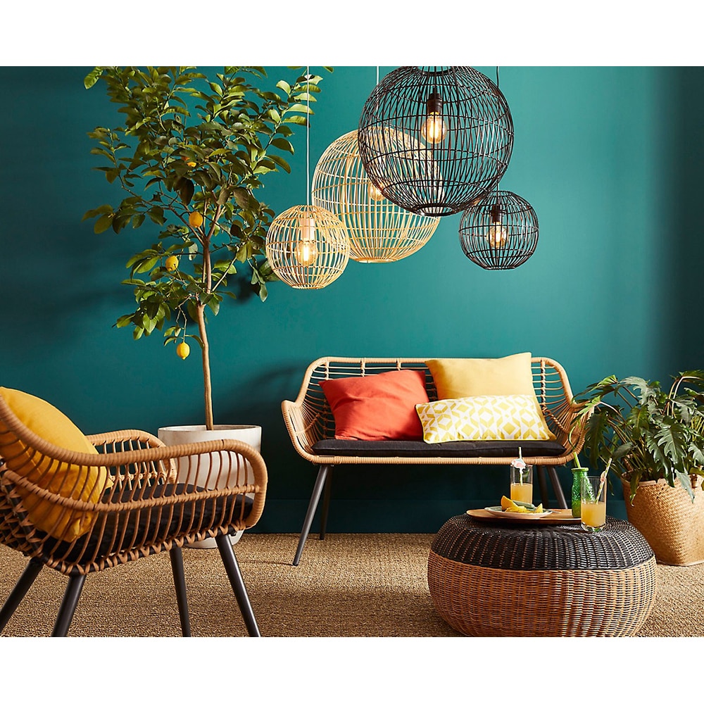 Pendul GOODHOME Dacite, fibra natur, 42cm, negru