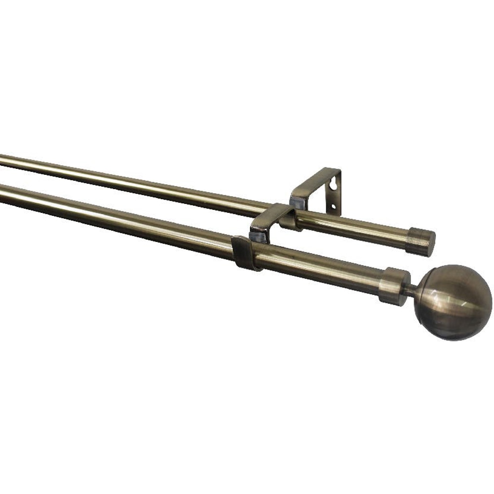 Set galerie dubla extensibila GoodHome Antiki, metal, 330 / 200 cm, diametru 19 mm, auriu