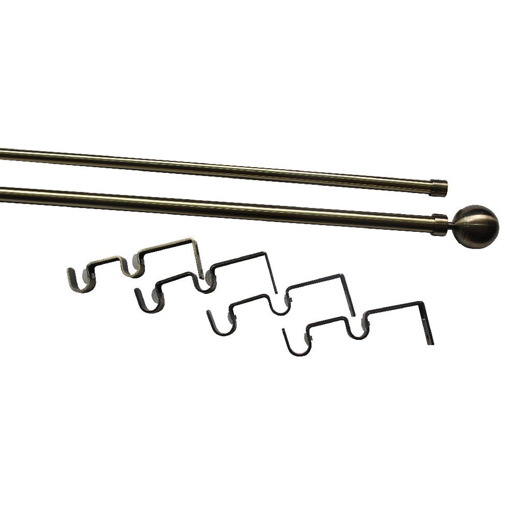 Set galerie dubla extensibila GoodHome Antiki, metal, 330 / 200 cm, diametru 19 mm, auriu