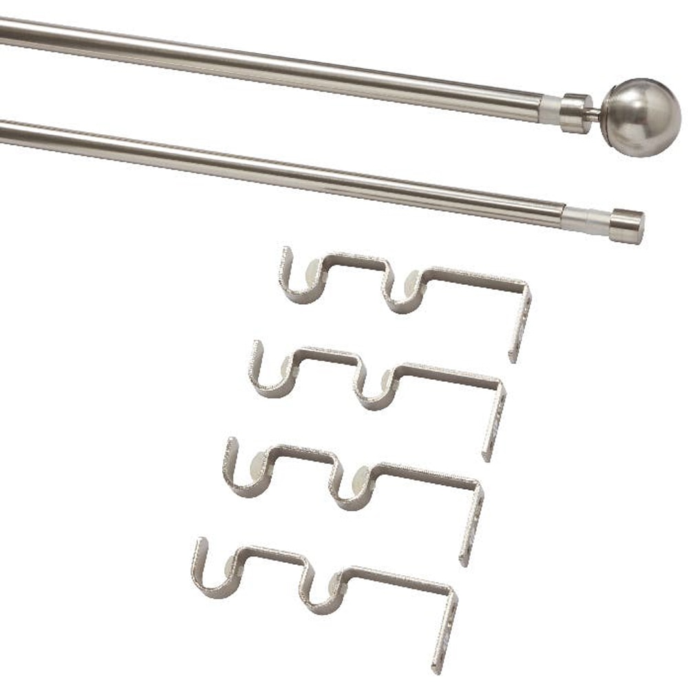 Set galerie dubla extensibila GoodHome Athens, metal, 330/200 cm, diametru 19 mm, gri