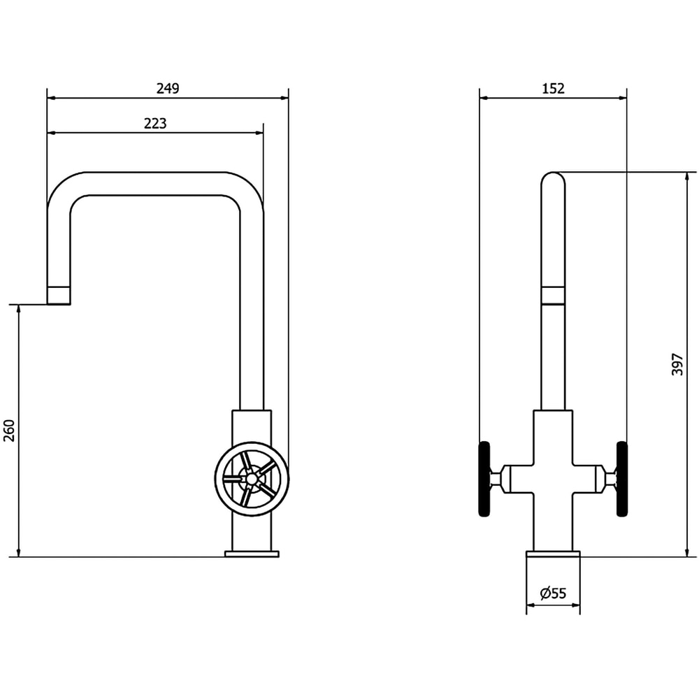 Baterie bucatarie GoodHome Kamut, pipa inalta, alama, inox