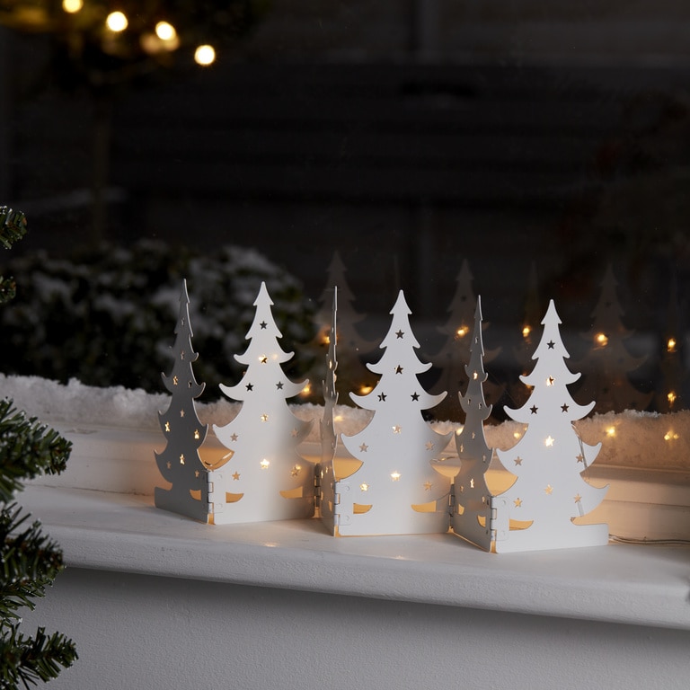 Decoratiune Evantai brad LED, iluminat alb cald