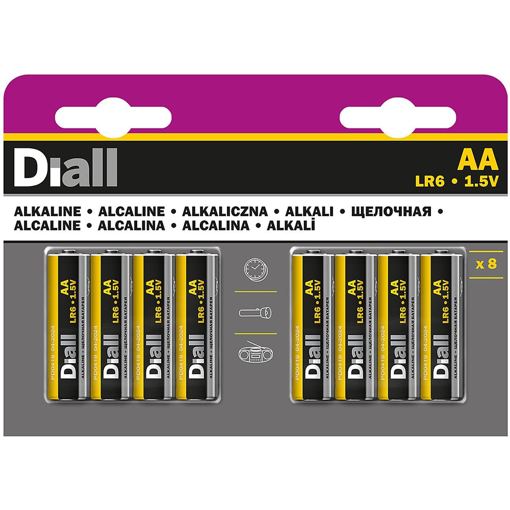 Baterie alcalina DIALL AA, 1.5V, 8 bucati