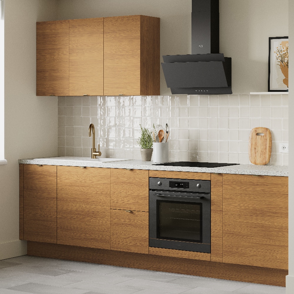 Front usa cu 3 sertare GOODHOME Chia, PAL, 79.7 x 71.5 x 1.8 cm, maro