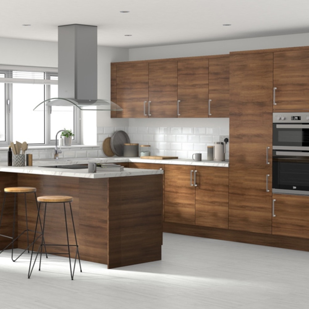 Front usa cu 3 sertare GOODHOME Chia, PAL, 79.7 x 71.5 x 1.8 cm, maro