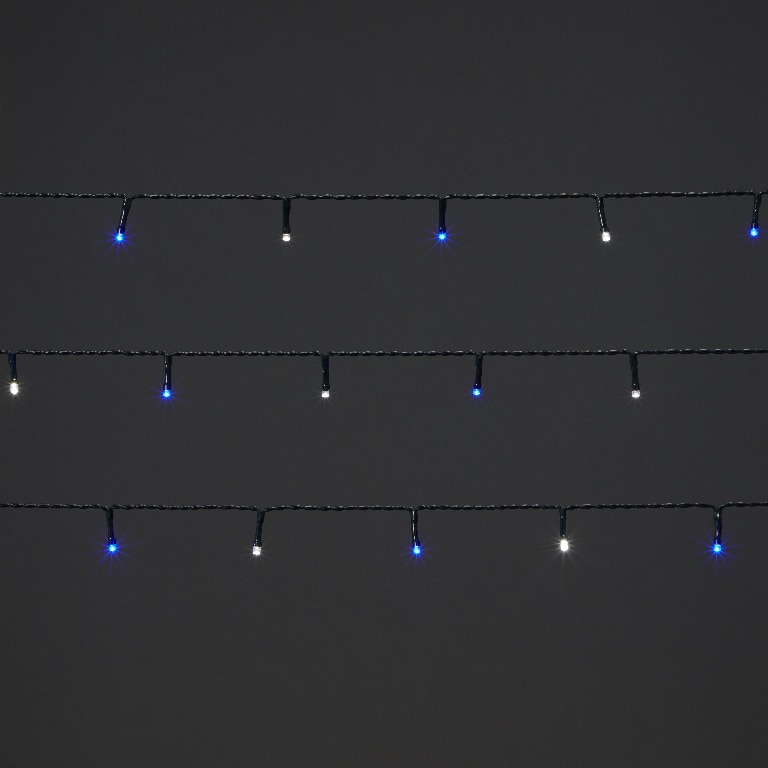 Instalatie Craciun 240 LED-uri, 24.2 m, pe baterie, lumina alba si albastra