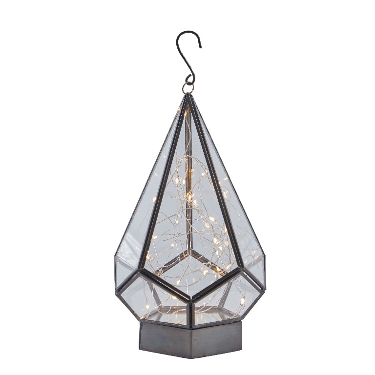 Decoratiune Lampa 30 LED-uri, 28 x 16 cm, metal, negru, lumina alb cald