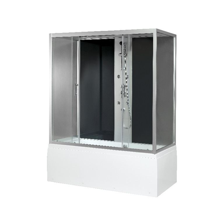 Cabina dus cu hidromasaj GoodHome Onega, dreptunghiulara, 85 x 170 x 215 cm, sticla securizata 5mm, profil argintiu