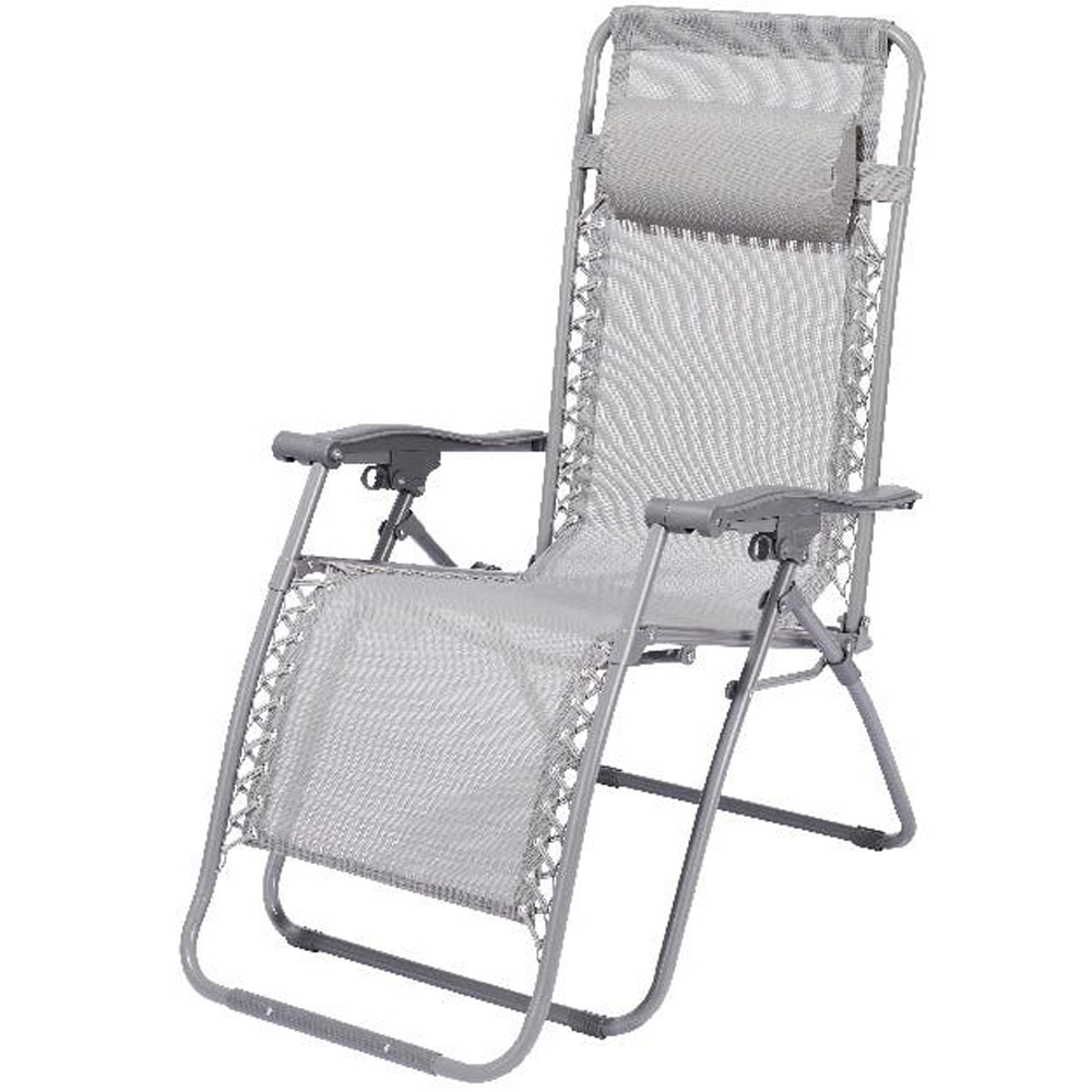 Sezlong gradina GOODHOME Bergama, otel, 162 x 65 x 11.3 cm, gri