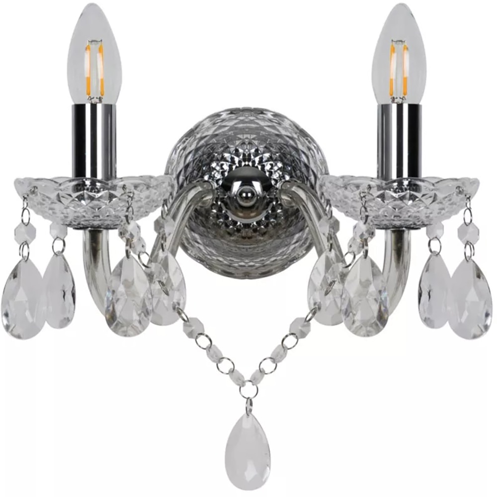 Aplica incandescenta Gacruz GOODHOME, 2 becuri E14, 2 x 40W, IP20, argintiu