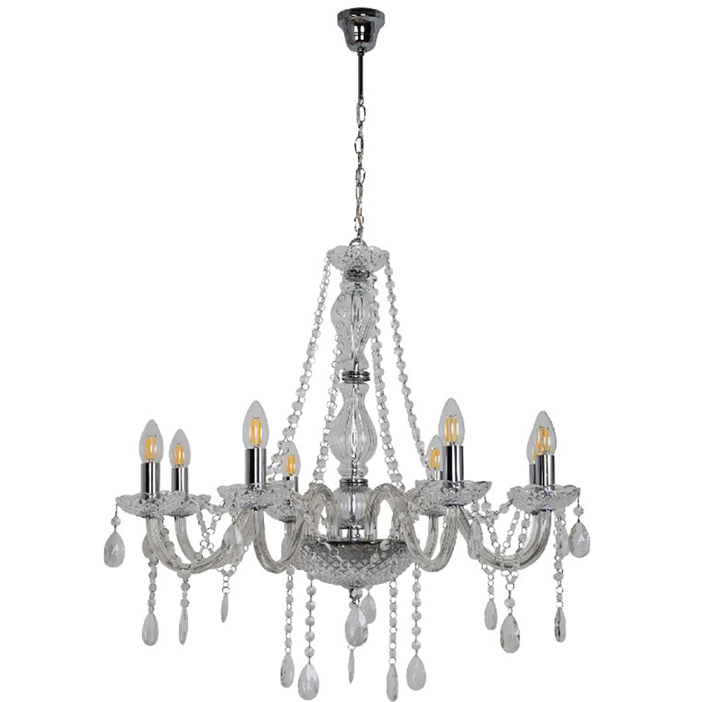 Pendul cu 8 becuri GOODHOME Gacruz, E14, 40W, IP20, crom