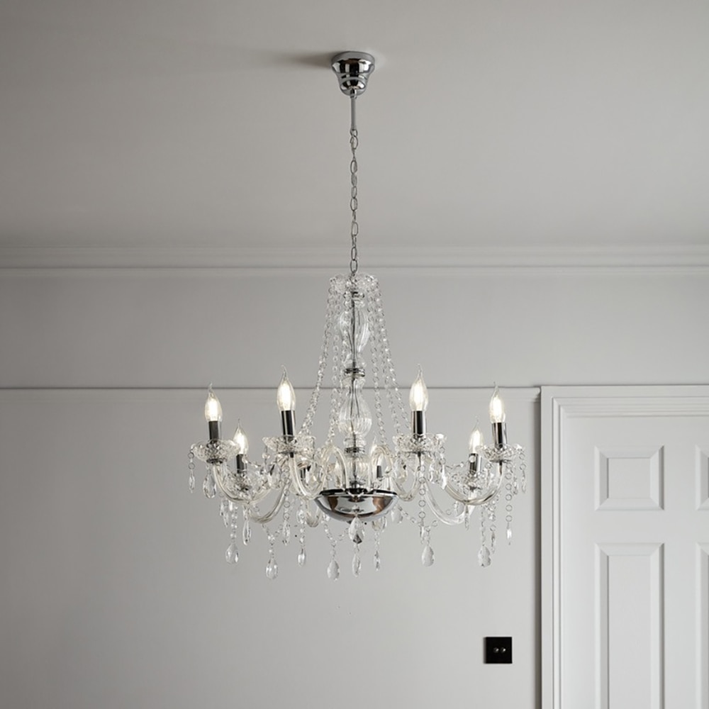 Pendul cu 8 becuri GOODHOME Gacruz, E14, 40W, IP20, crom