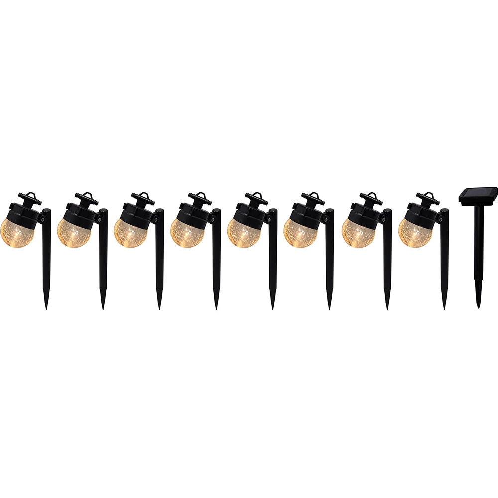 Set 8 lampi solare BLOOMA, 0.06W, alb cald, IP44, negru