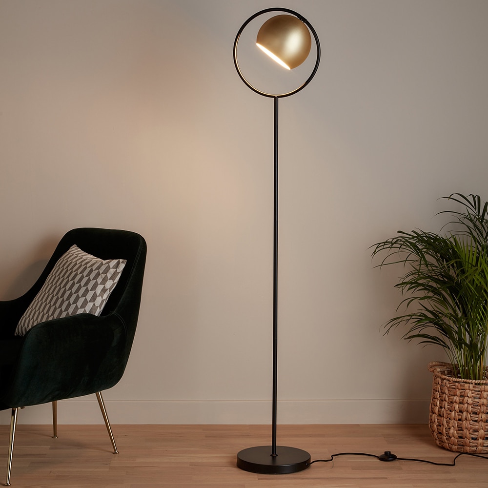 Lampadar Toroba GOODHOME, 170 cm, E27, 10W, IP20, auriu/negru
