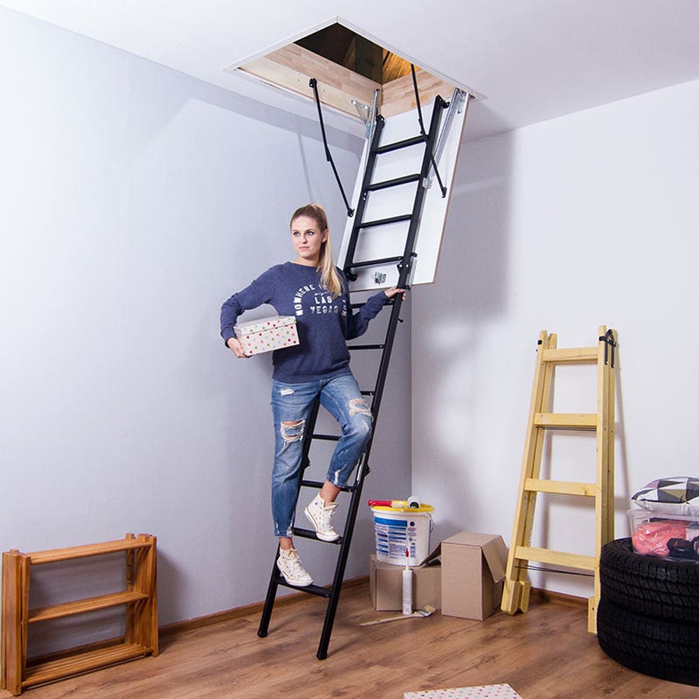 Scara mansarda Profil Metal Step, 110 x 60 x 280 cm, metal/PAL, negru