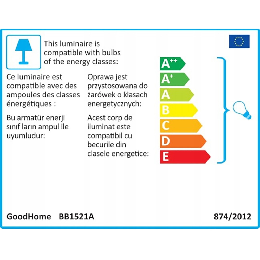 Lampadar GOODHOME Alacrane, 22 x 19 cm, E27, 42W, IP20, negru mat