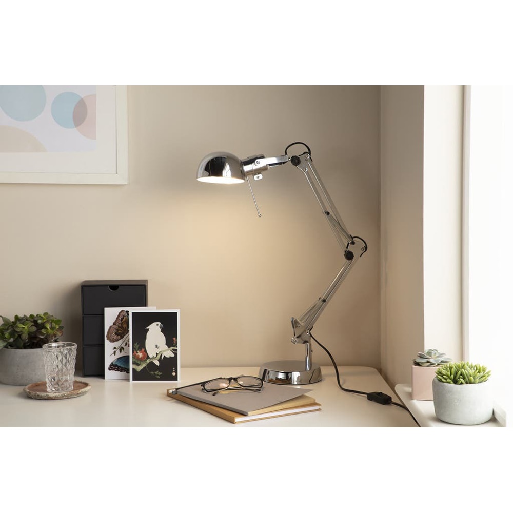 Veioza cap si brat regrabil GOODHOME Bakossi, 1 bec incandescent, 40W, E14, IP20, argintiu