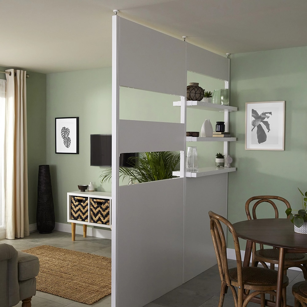 Prelungitor stalp separator camera GOODHOME Alara, 4 x 225 cm, aluminiu, alb