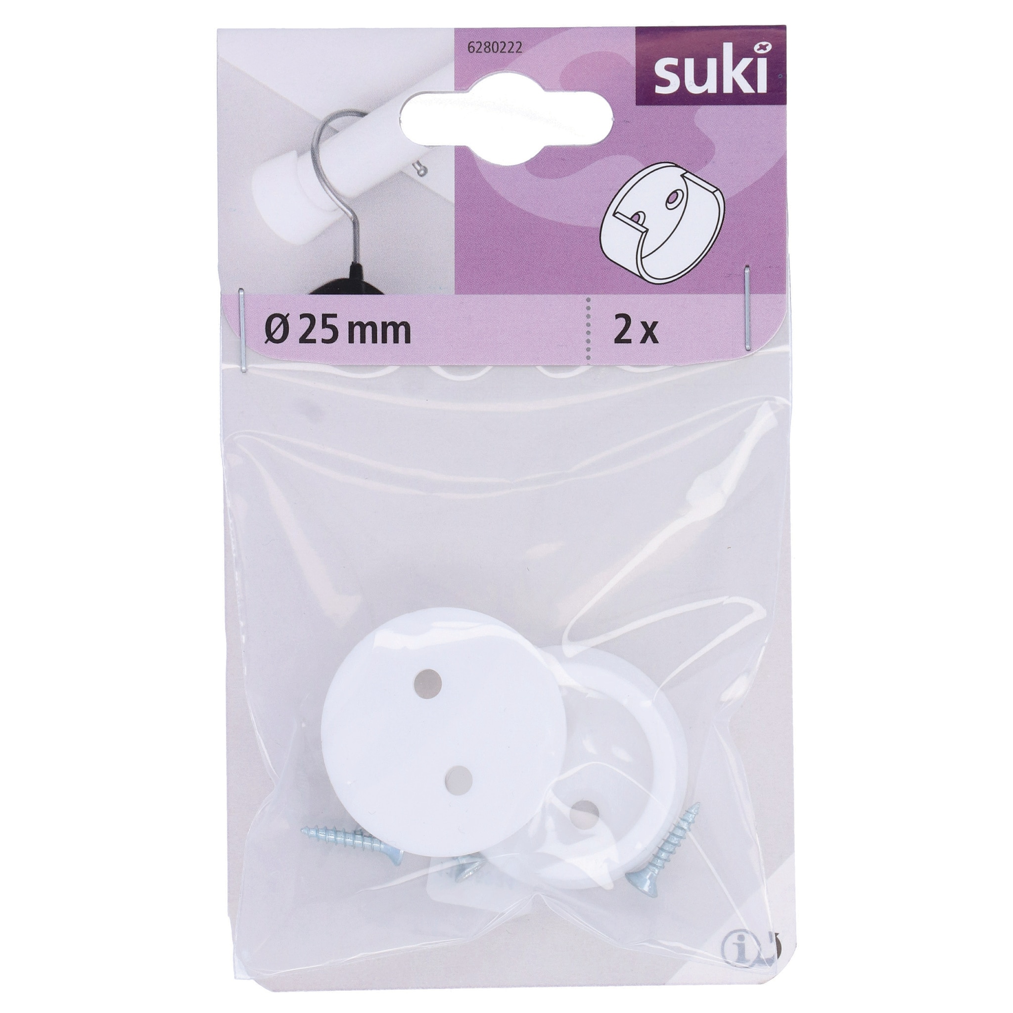 Suport Bara Dulap 25Mm Rotund Alb