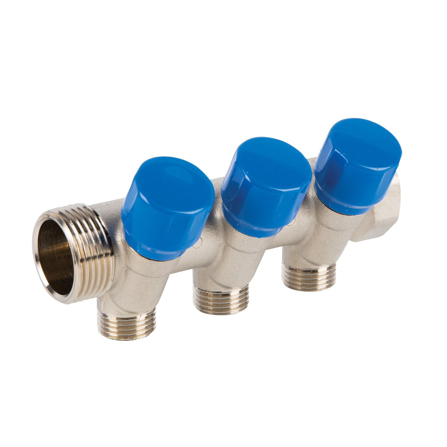 Distribuitor robinet, 3 iesiri, racord 1, albastru