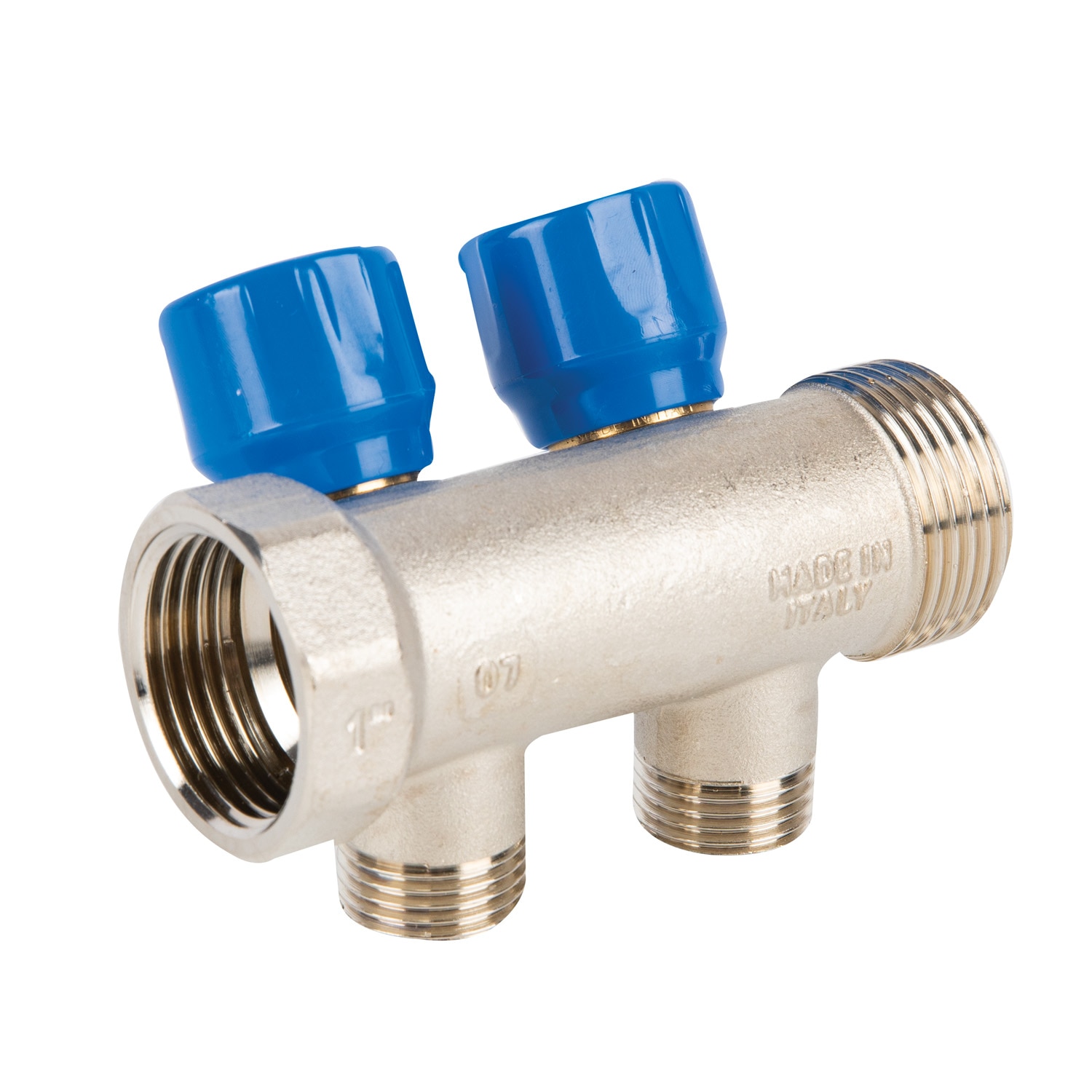 Distribuitor robinet, 2 iesiri, racord 1, albastru