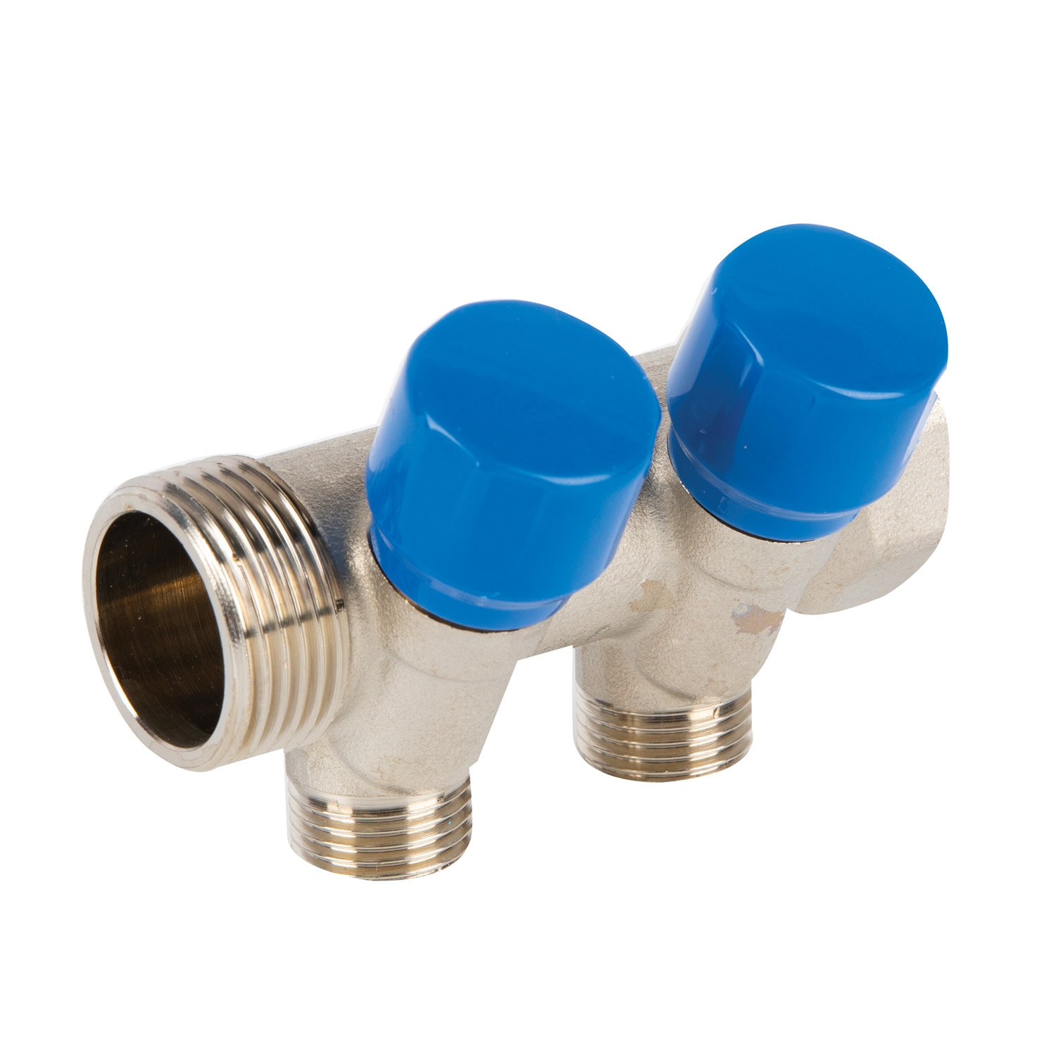 Distribuitor robinet, 2 iesiri, racord 1, albastru