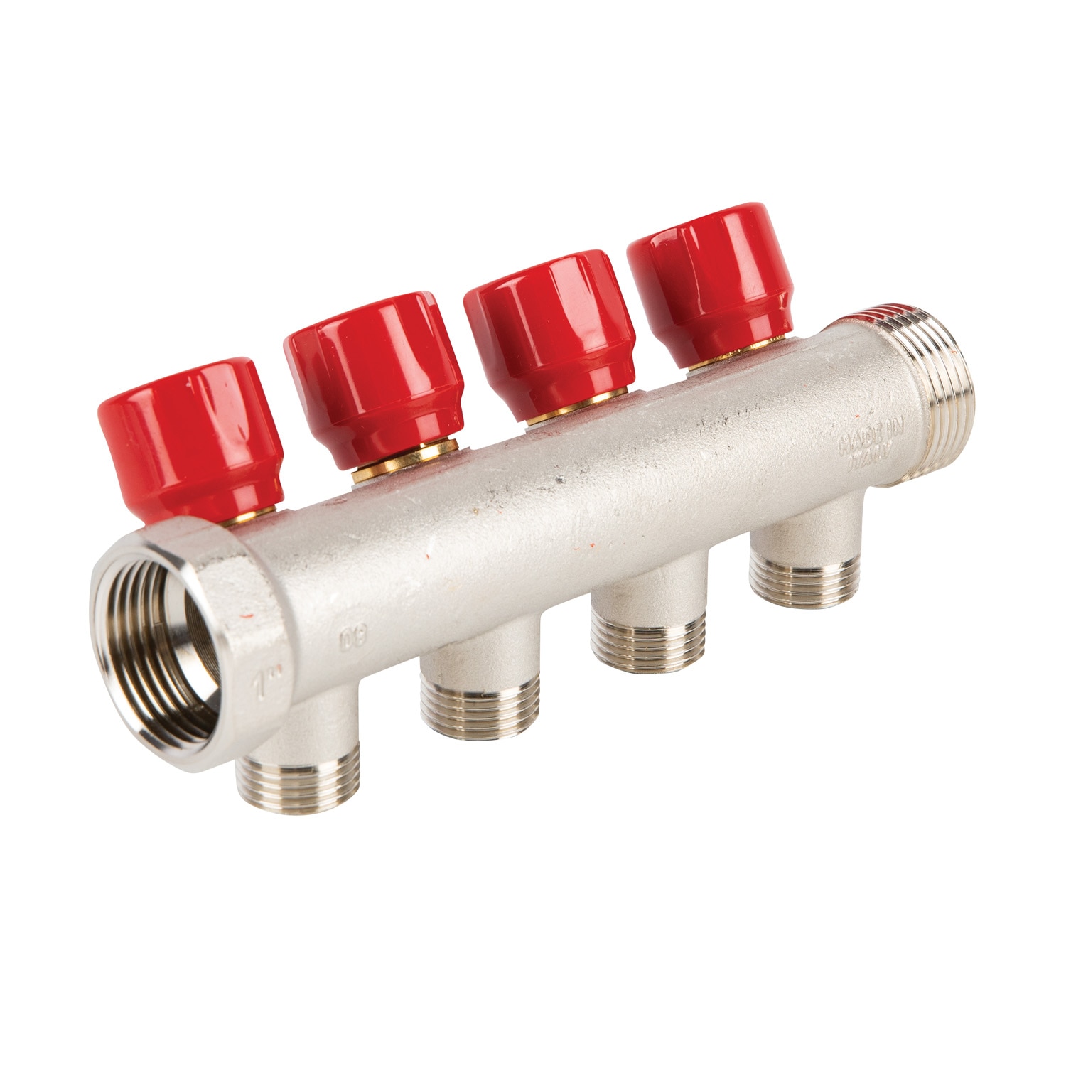 Distribuitor robinet, 4 iesiri, racord 1, rosu