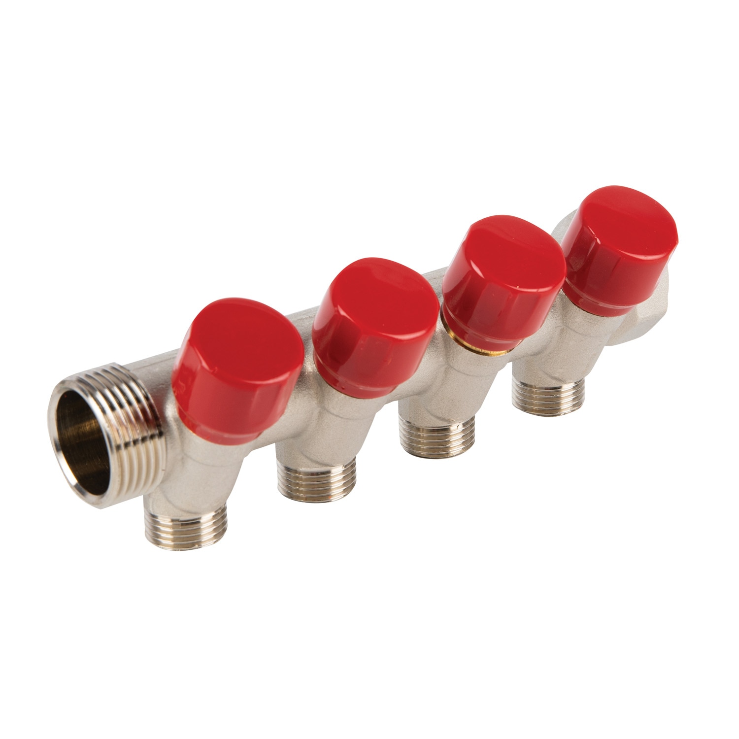 Distribuitor robinet, 4 iesiri, racord 1, rosu