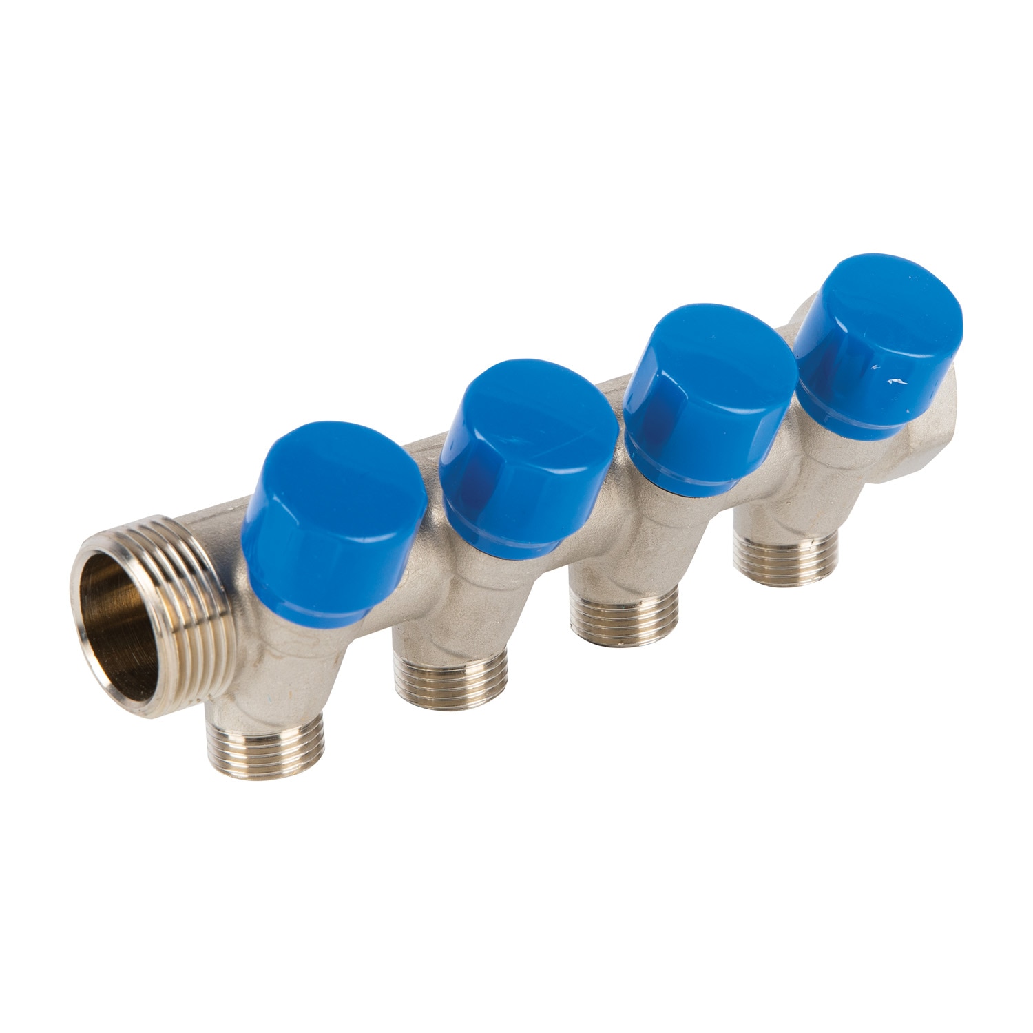 Distribuitor robinet, 4 iesiri, racord 1, albastru
