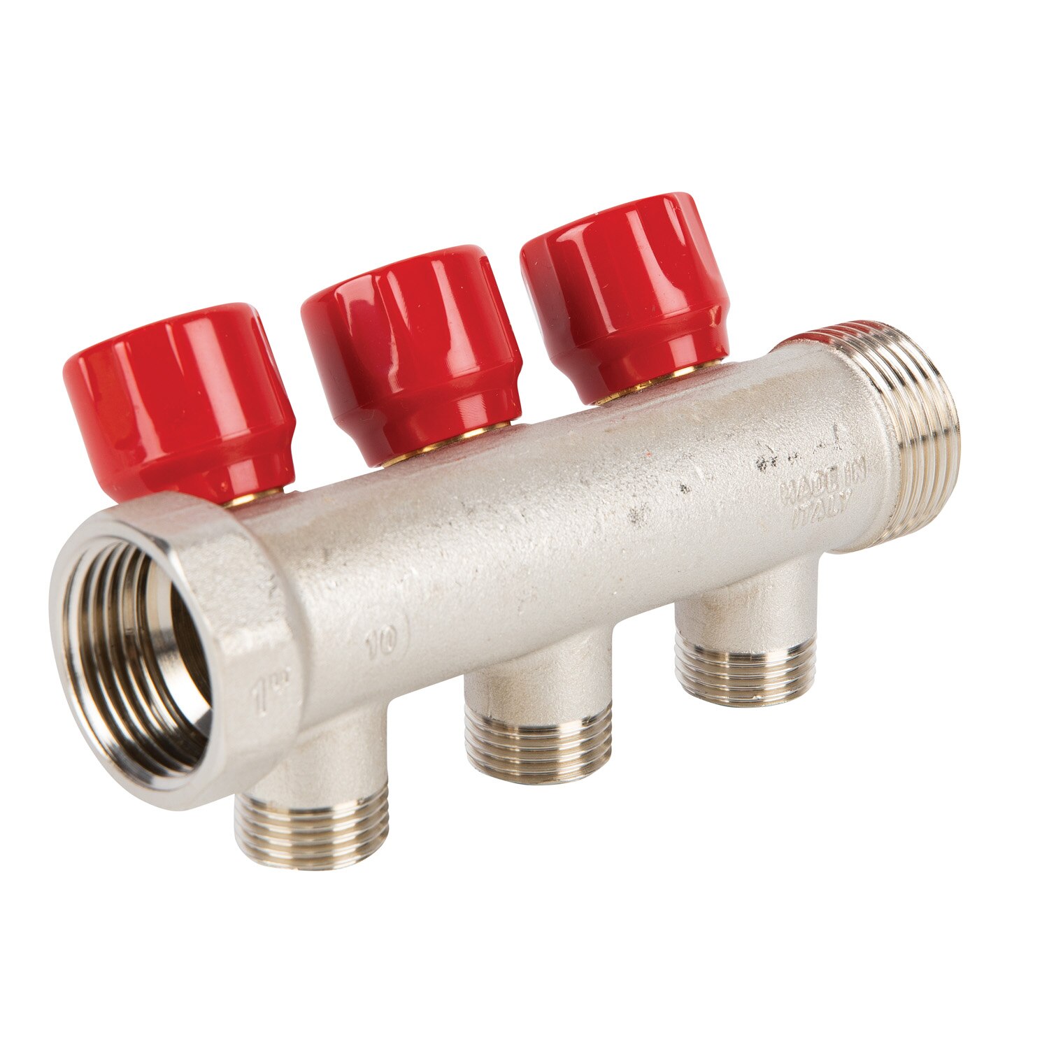 Distribuitor robinet, 3 iesiri, racord 1, rosu