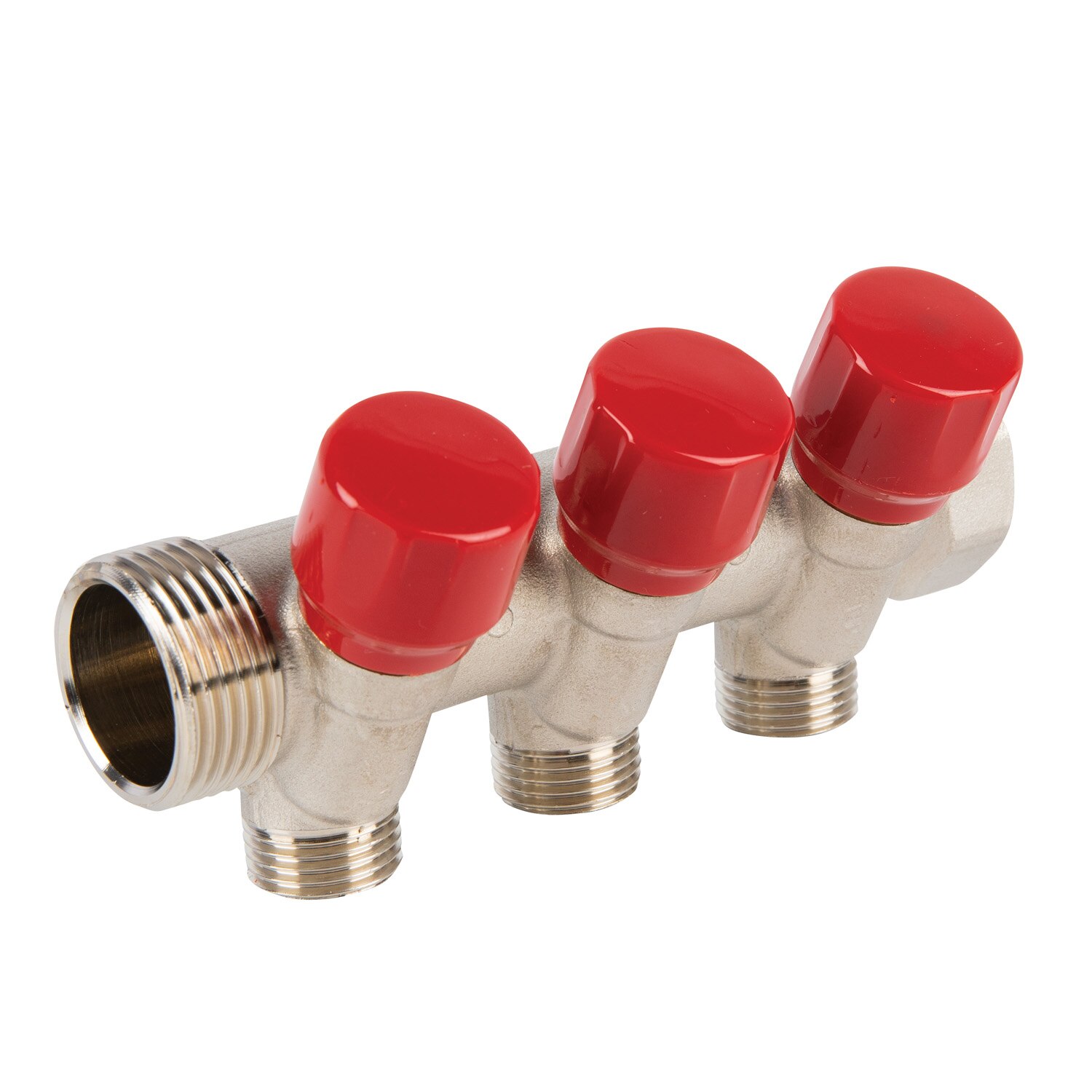 Distribuitor robinet, 3 iesiri, racord 1, rosu