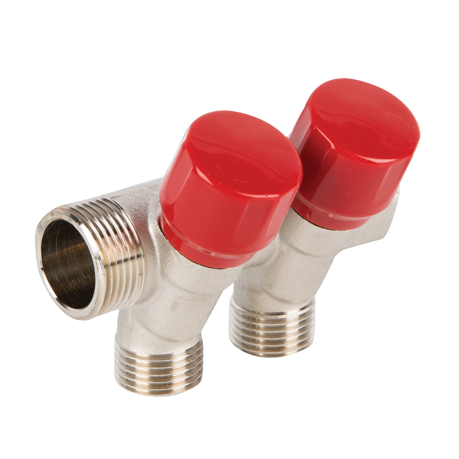 Distribuitor robinet, 2 iesiri, racord 3/4, rosu