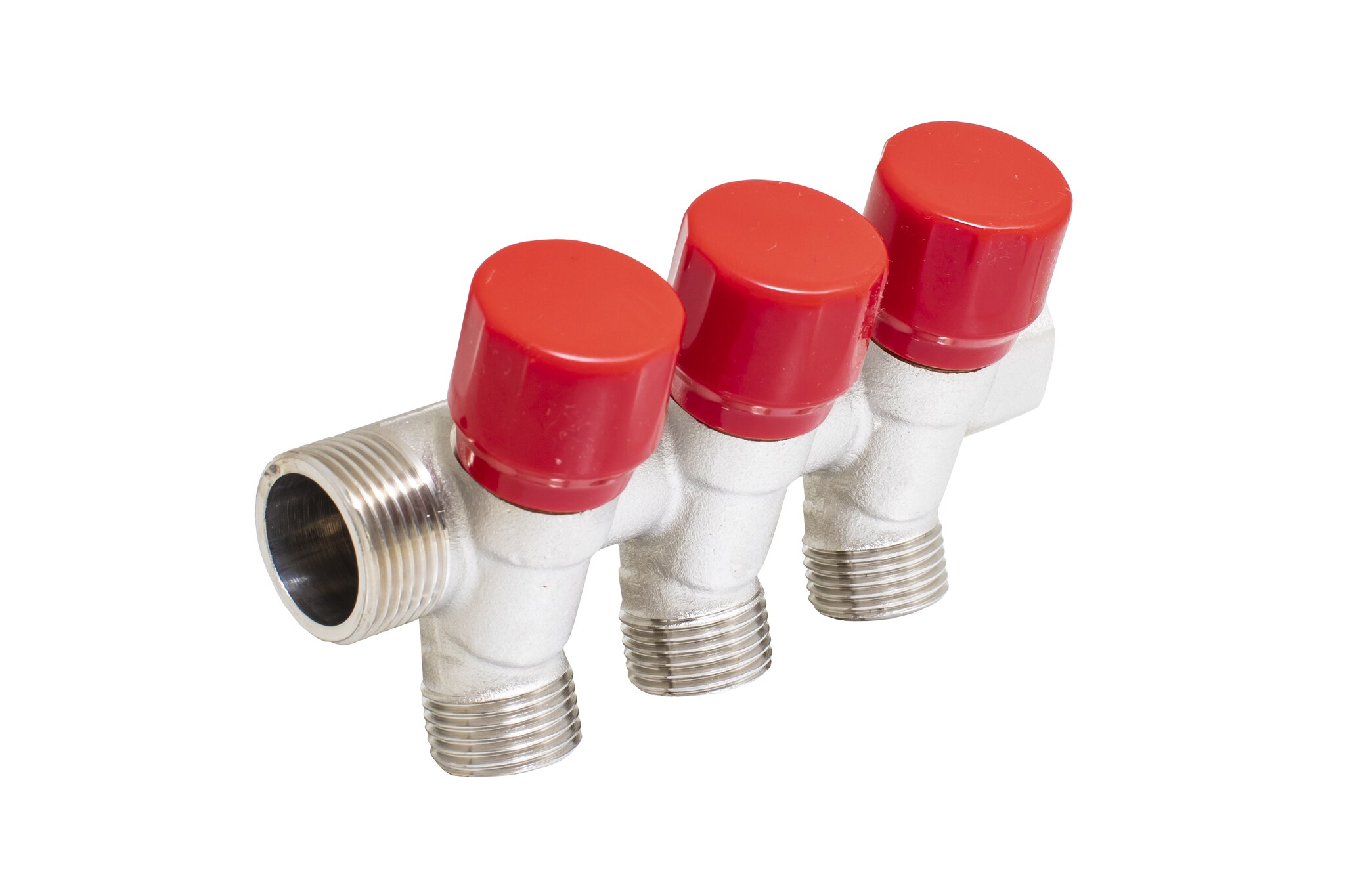 Distribuitor robinet, 3 iesiri, racord 3/4, rosu