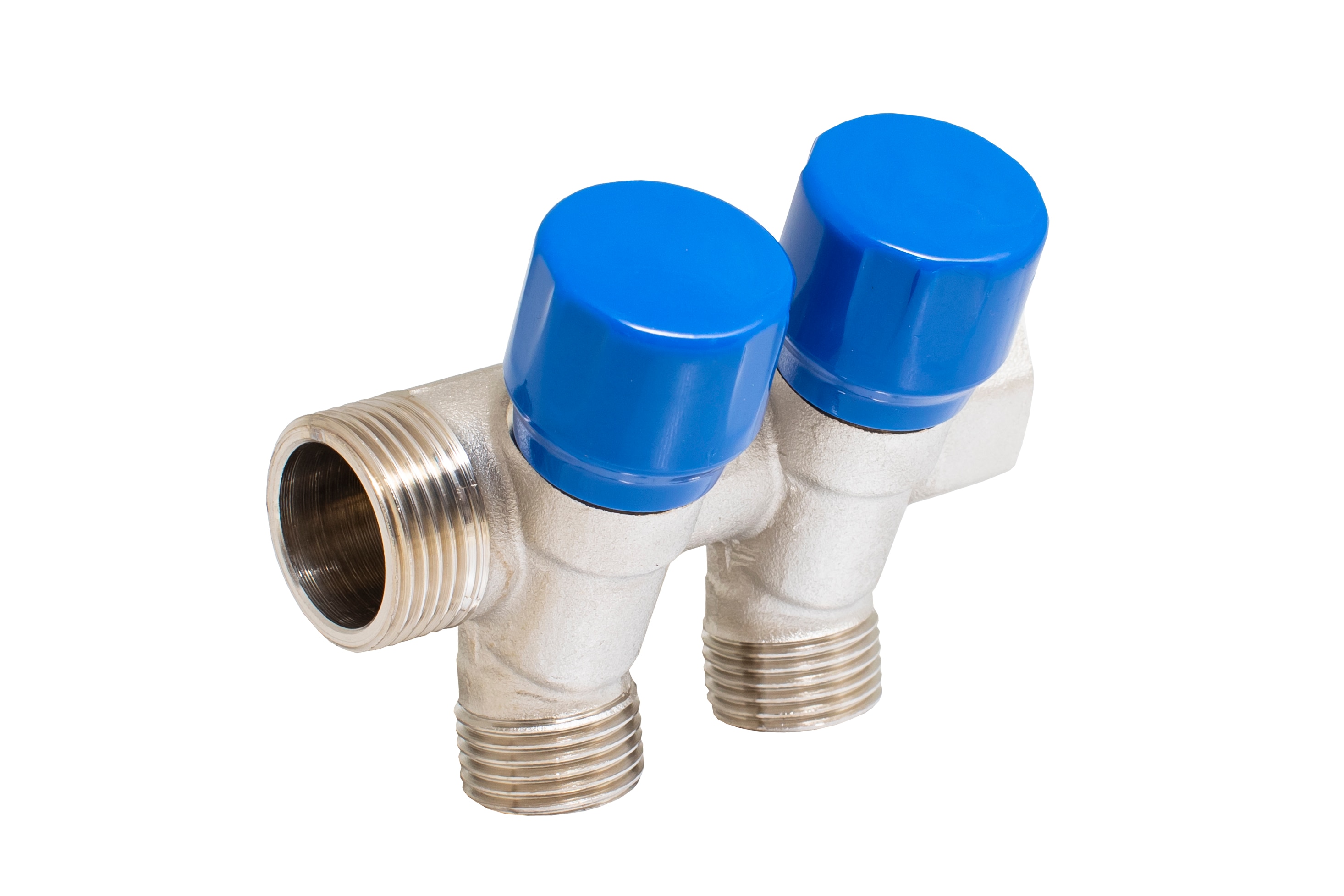 Distribuitor robinet, 2 iesiri, racord 3/4, albastru