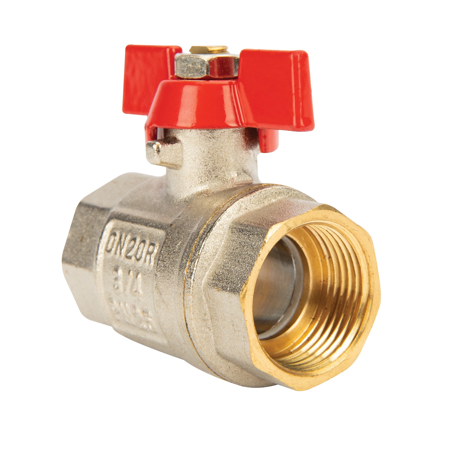 Robinet trecere fluture din alama, racord 3/4, FF