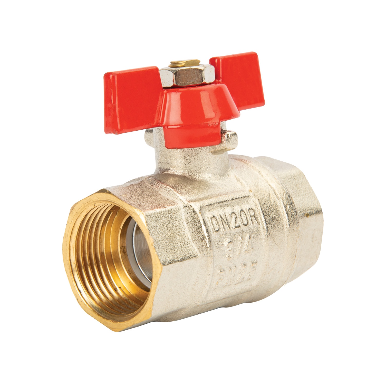 Robinet trecere fluture din alama, racord 3/4, FF