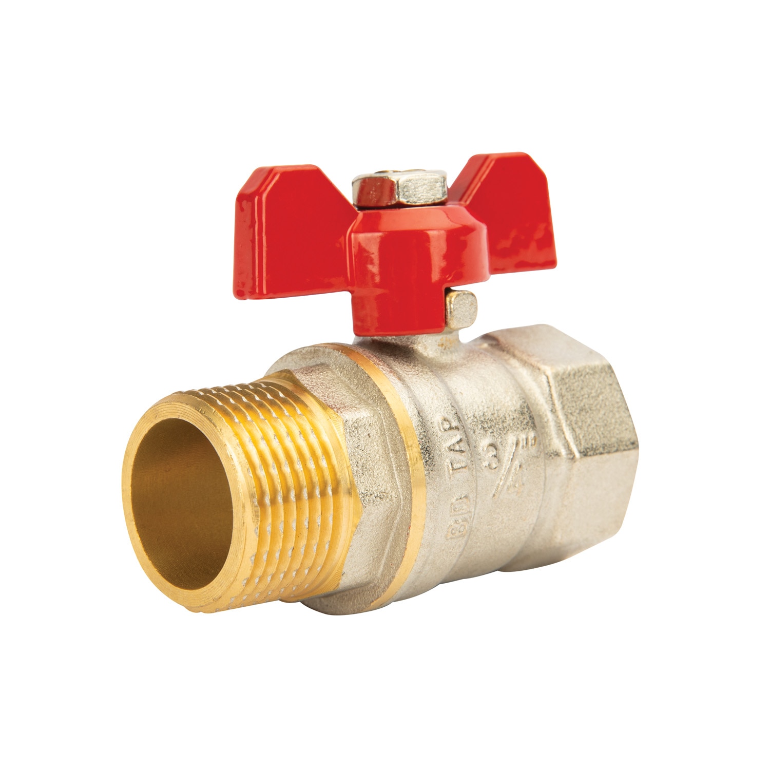 Robinet trecere fluture din alama, racord 3/4, MF