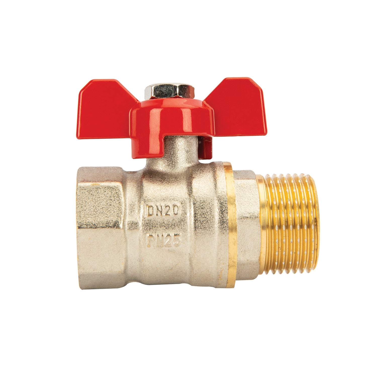 Robinet trecere fluture din alama, racord 3/4, MF