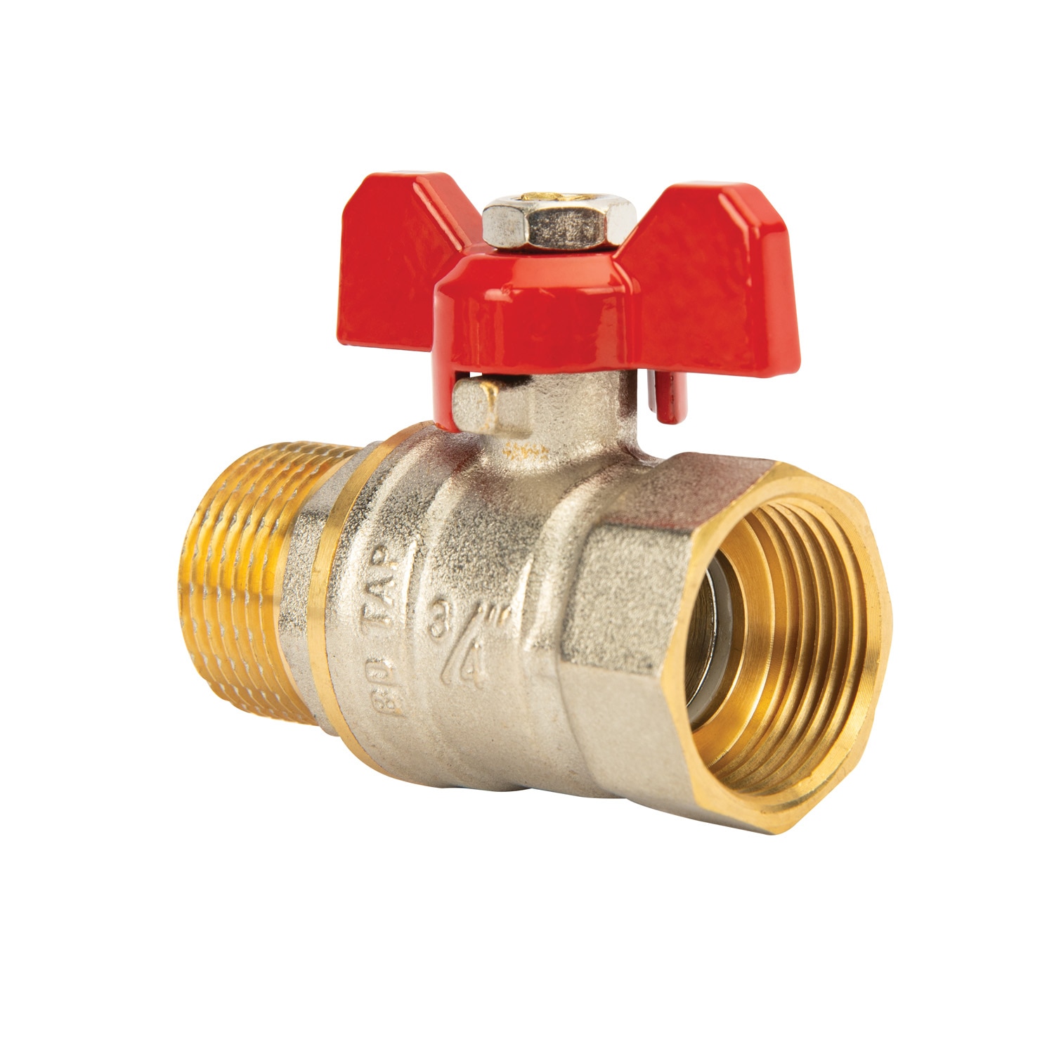 Robinet trecere fluture din alama, racord 3/4, MF