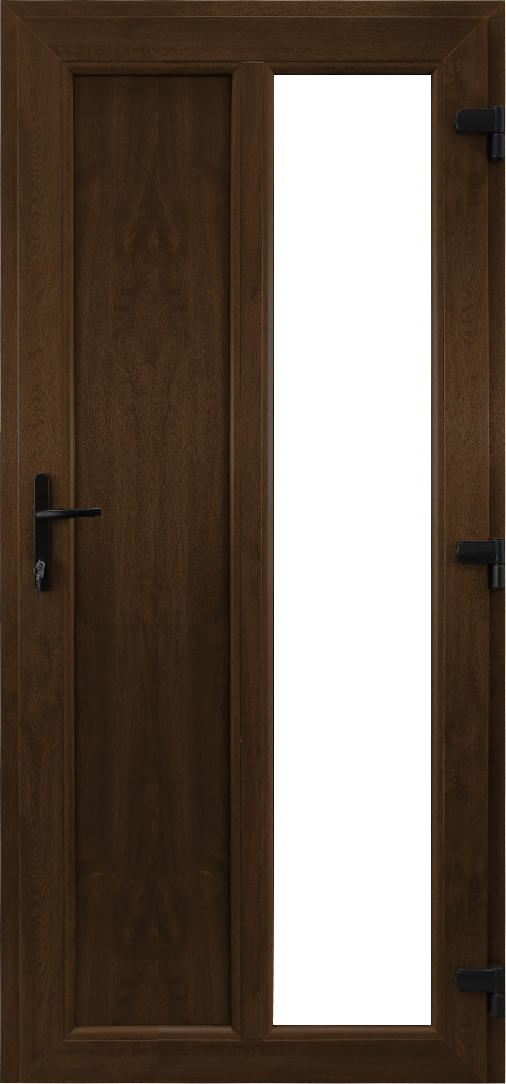 Usa de exterior pentru casa/vila, PVC, nuc, cu geam, stanga, 203 x 88 cm  Aplast