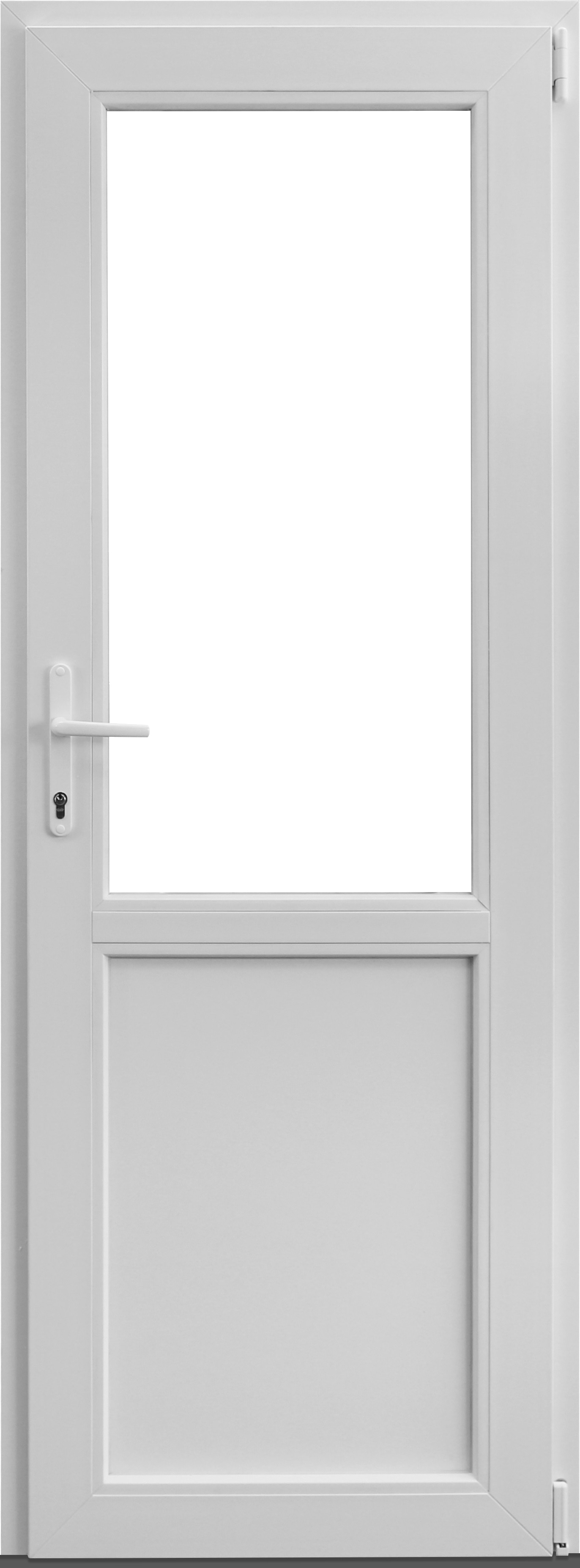 Usa termopan PVC exterior, batanta, cu geam, 4 C, 2/3, alb, stanga, simpla deschidere, 88 x 205 cm  Aplast