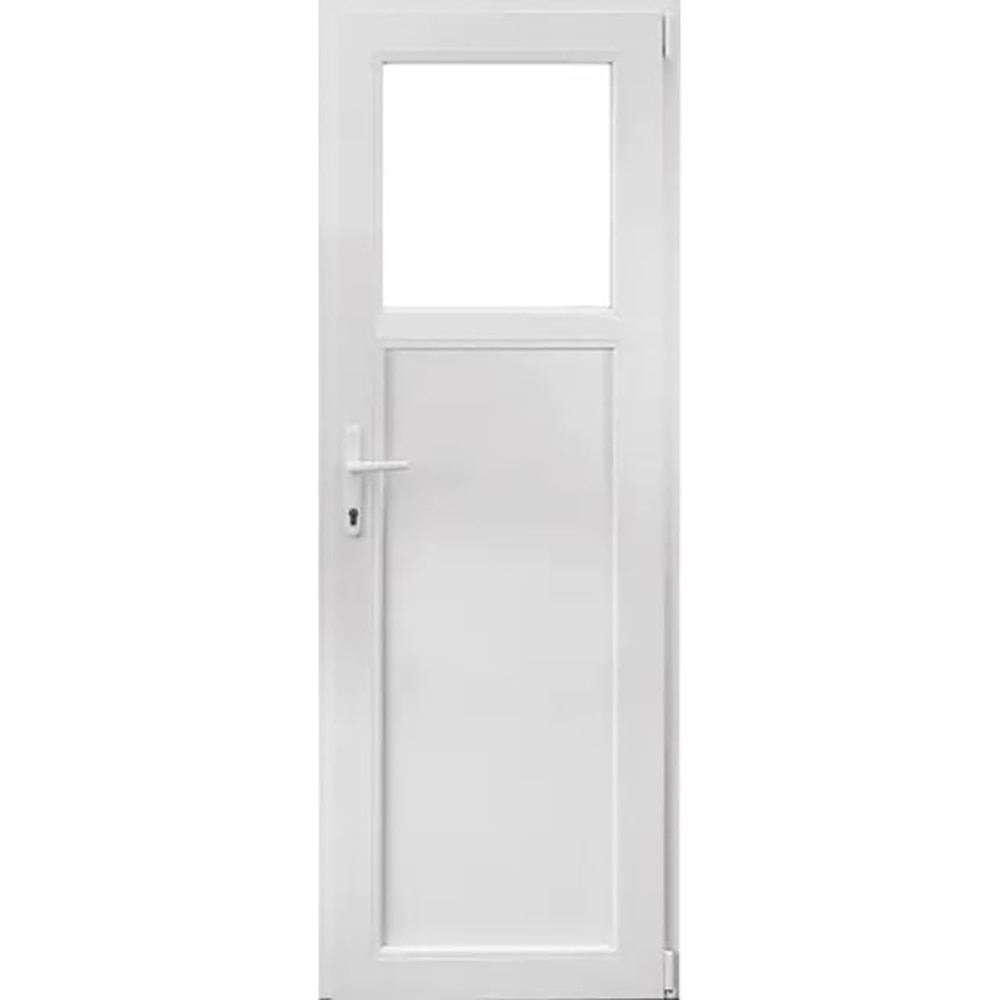 Usa exterior APLAST, cu geam, dreapta, PVC, 68 x 190 cm, alb