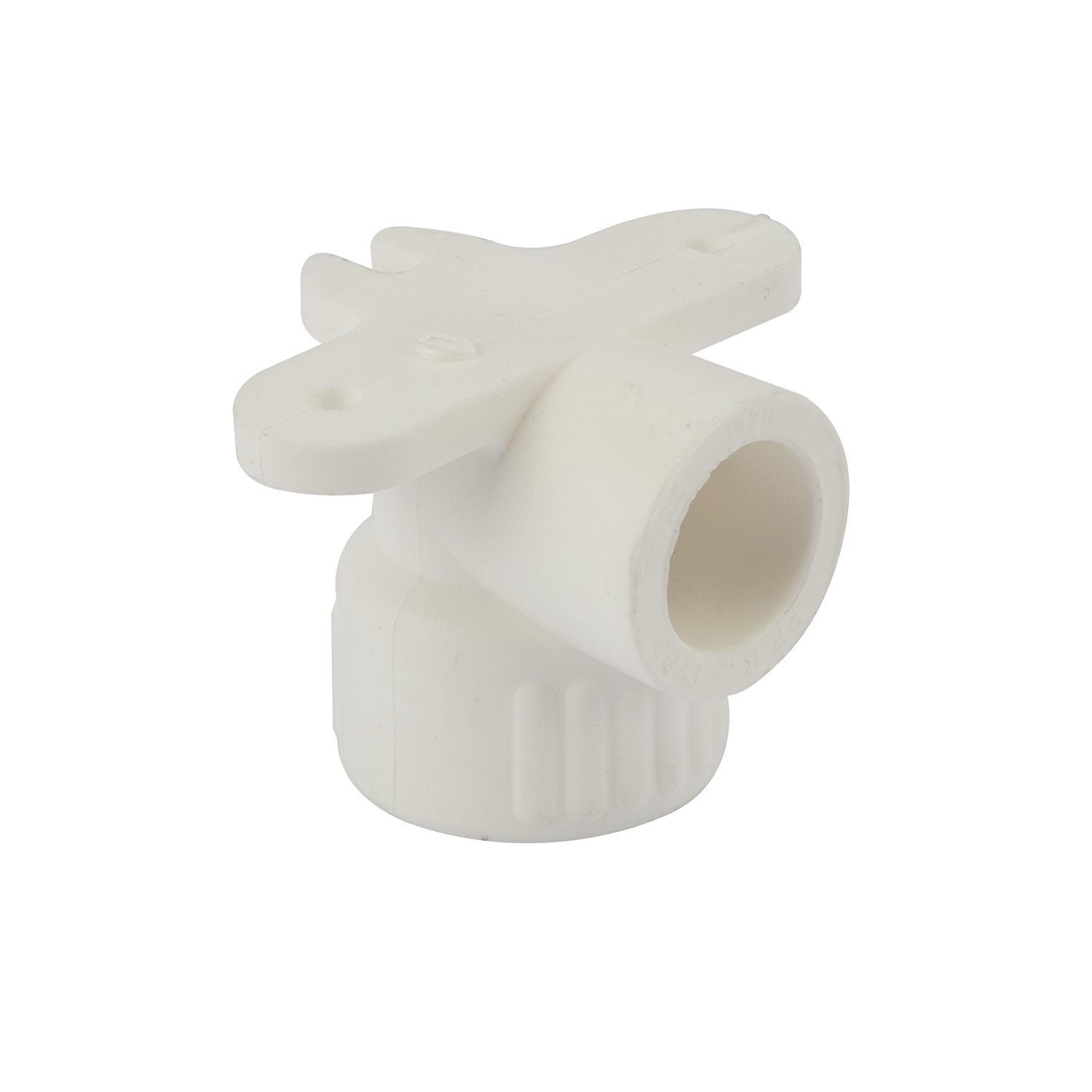 Cot perete plastic PPR, 20 mm, racord 1/2, unghi 90, simplu, alb