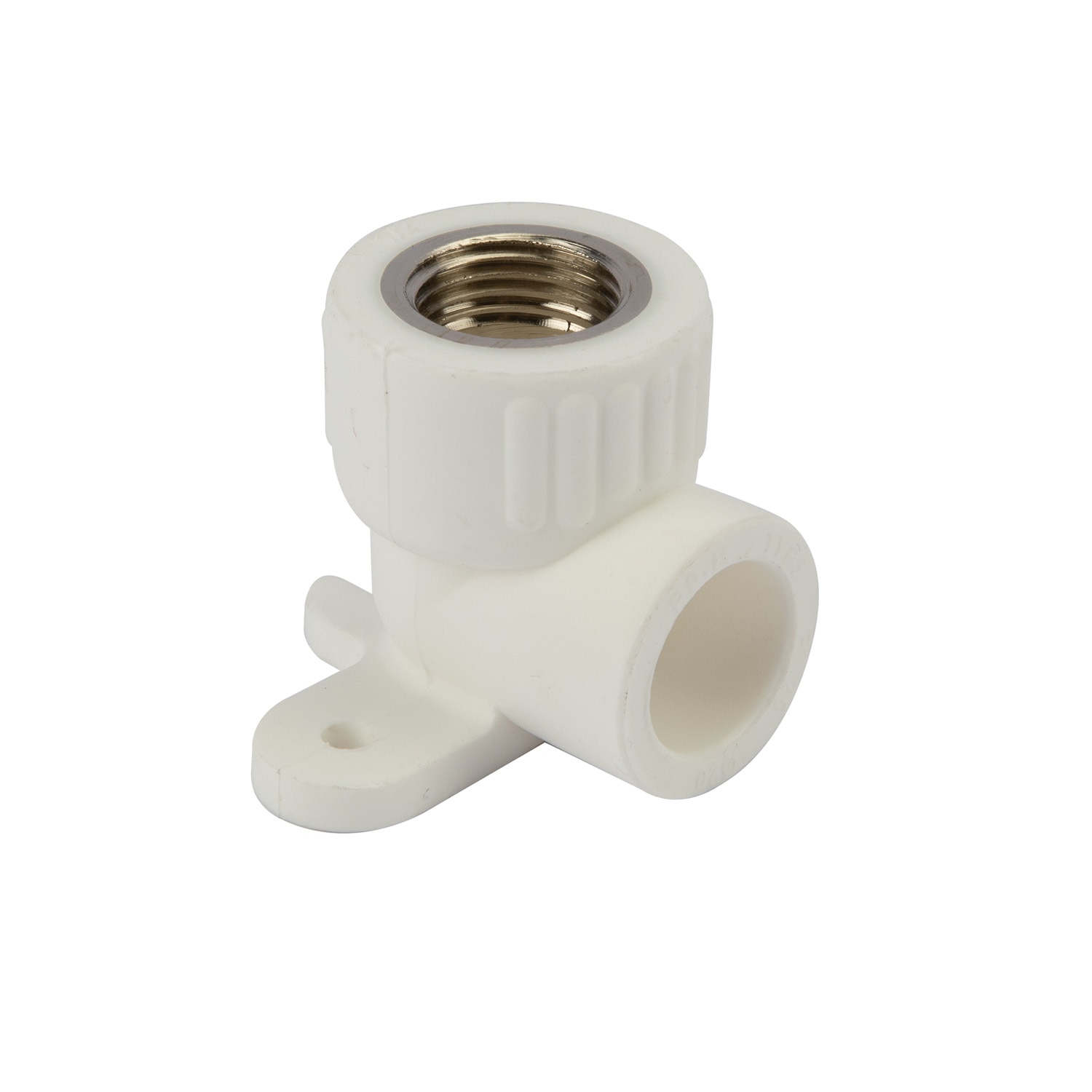 Cot perete plastic PPR, 20 mm, racord 1/2, unghi 90, simplu, alb